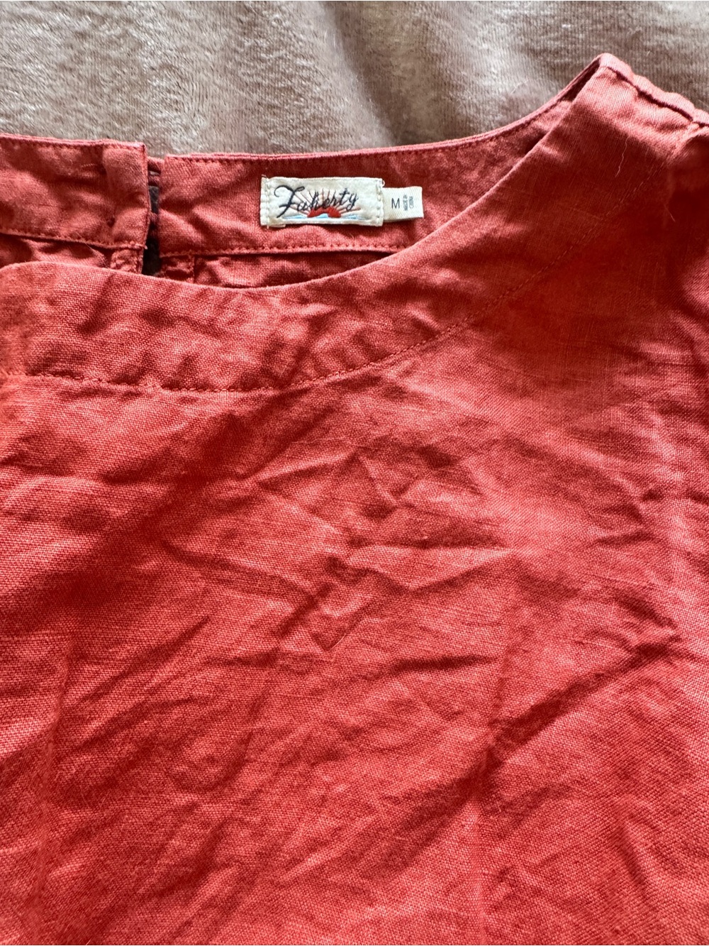 Faherty Cala Linen Crop Top in Burnt Orange - Picture 5 of 6